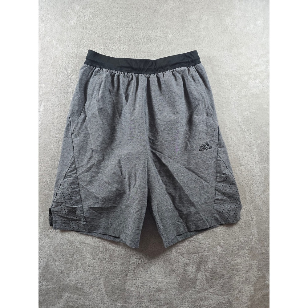 Adidas Athletic Shorts Mens S Gray FK1775 Zipper Pockets Drawstring Running Gym
